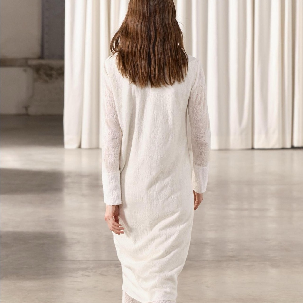 Zara white high neck long sleeve dress - Picture 4 of 11